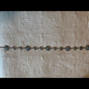 Silver & turquoise chain belt